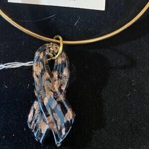 Gold Foil black pendant with choker and earings